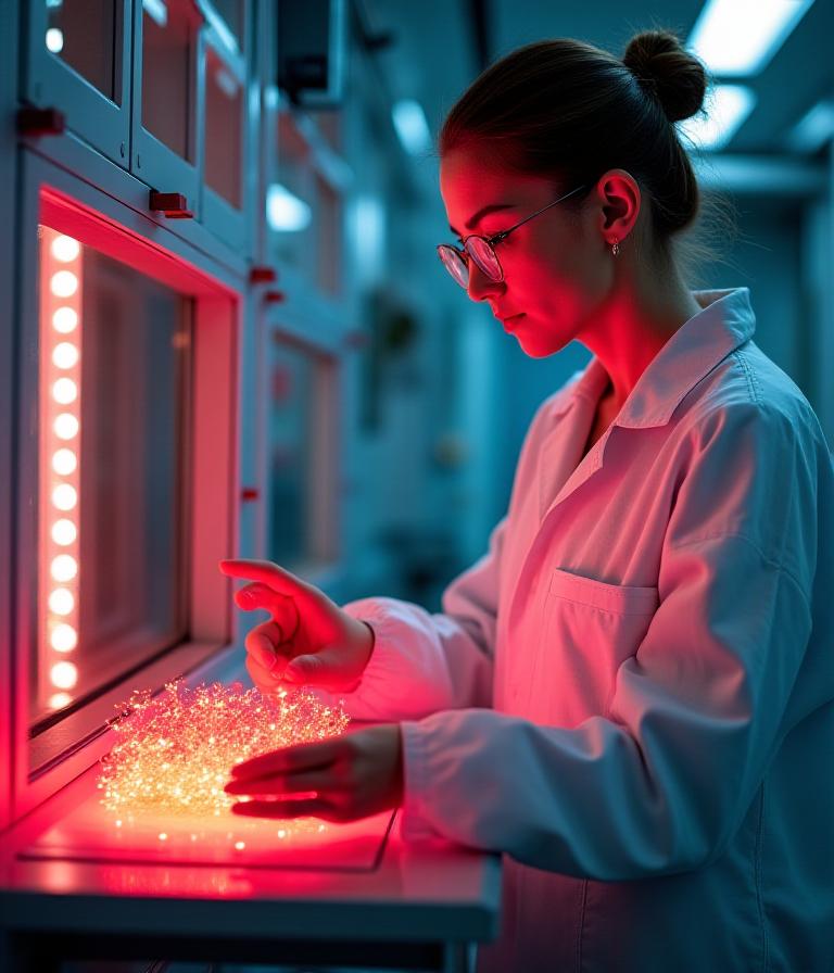 Ingénieur testant un textile technique sous une cloche à vide